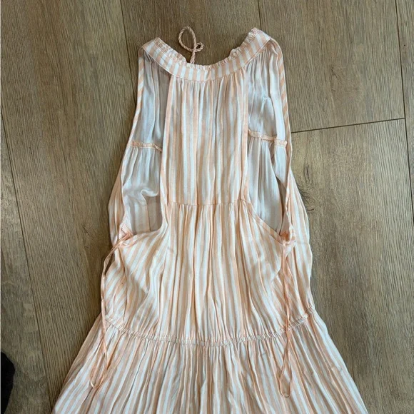 LC Lauren Conrad Peach Striped Maxi Dress Women’s Medium Sleeveless Boho Tiered - Picture 8 of 8